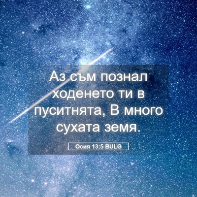 Picture 05 - Осия 13:5 BULG - Аз съм познал ходенето ти в - Bible Verse Picture