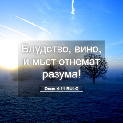 Picture 05 - Осия 4:11 BULG - Блудство, вино, и мьст - Bible Verse Picture