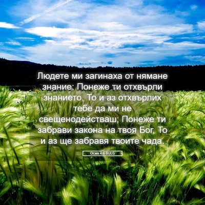 Picture 05 - Осия 4:6 BULG - Людете ми загинаха от - Bible Verse Picture