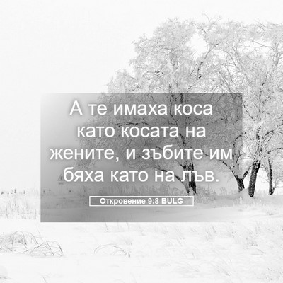 Picture 05 - Откровение 9:8 BULG - А те имаха коса като косата - Bible Verse Picture