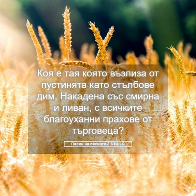 Picture 05 - Песен на песните 3:6 BULG - Коя е тая която възлиза от - Bible Verse Picture