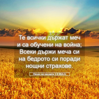 Picture 05 - Песен на песните 3:8 BULG - Те всички държат меч и са - Bible Verse Picture