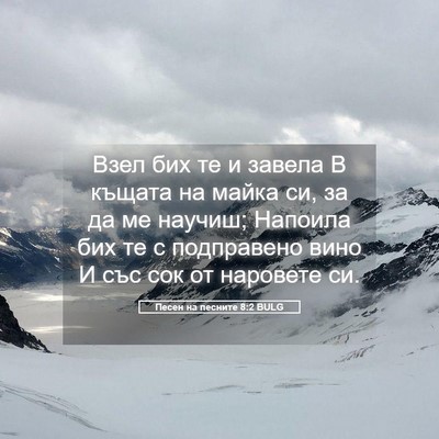 Picture 05 - Песен на песните 8:2 BULG - Взел бих те и завела В - Bible Verse Picture