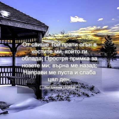 Picture 05 - Плач Еремиев 1:13 BULG - От свише Той прати огън в - Bible Verse Picture