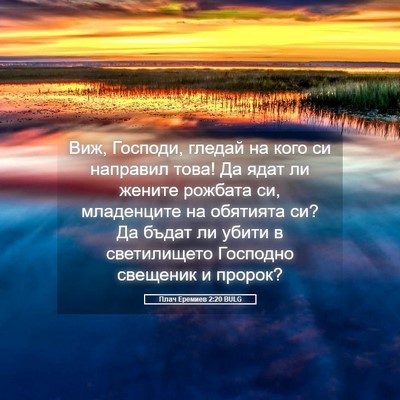 Picture 05 - Плач Еремиев 2:20 BULG - Виж, Господи, гледай на - Bible Verse Picture