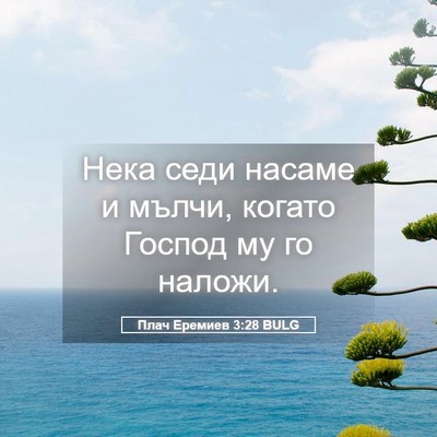 Picture 05 - Плач Еремиев 3:28 BULG - Нека седи насаме и мълчи, - Bible Verse Picture
