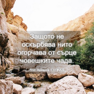 Picture 05 - Плач Еремиев 3:33 BULG - Защото не оскърбява нито - Bible Verse Picture