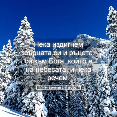 Picture 05 - Плач Еремиев 3:41 BULG - Нека издигнем сърцата си и - Bible Verse Picture