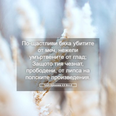 Picture 05 - Плач Еремиев 4:9 BULG - По-щастливи бяха убитите - Bible Verse Picture