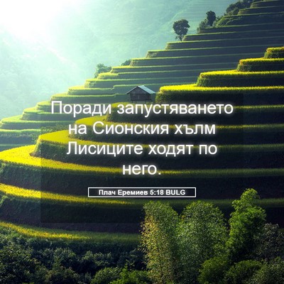 Picture 05 - Плач Еремиев 5:18 BULG - Поради запустяването на - Bible Verse Picture