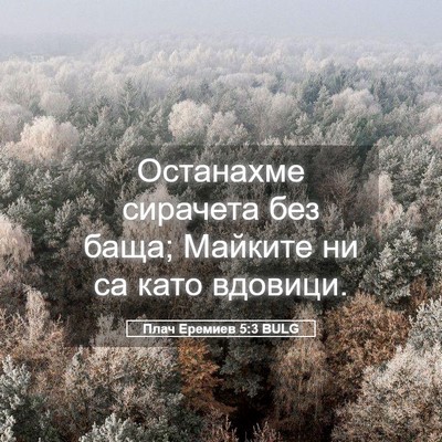 Picture 05 - Плач Еремиев 5:3 BULG - Останахме сирачета без - Bible Verse Picture