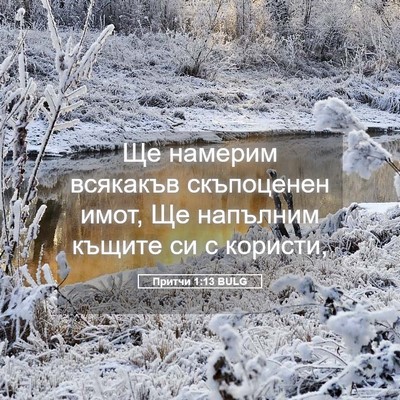 Picture 05 - Притчи 1:13 BULG - Ще намерим всякакъв - Bible Verse Picture