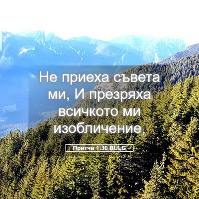Picture 05 - Притчи 1:30 BULG - Не приеха съвета ми, И - Bible Verse Picture