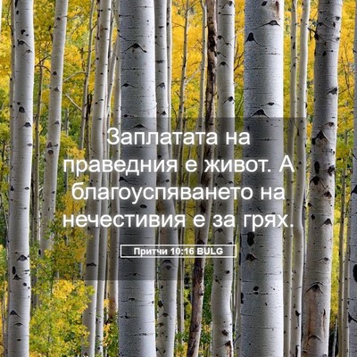 Picture 05 - Притчи 10:16 BULG - Заплатата на праведния е - Bible Verse Picture