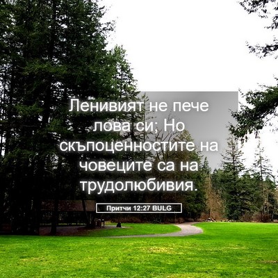 Picture 05 - Притчи 12:27 BULG - Ленивият не пече лова си; - Bible Verse Picture