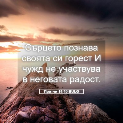 Picture 05 - Притчи 14:10 BULG - Сърцето познава своята си - Bible Verse Picture