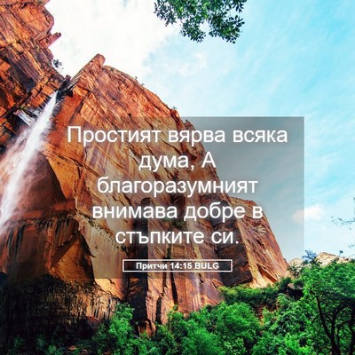Picture 05 - Притчи 14:15 BULG - Простият вярва всяка дума, - Bible Verse Picture