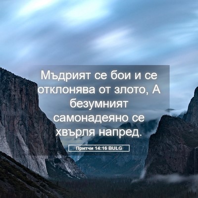 Picture 05 - Притчи 14:16 BULG - Мъдрият се бои и се - Bible Verse Picture