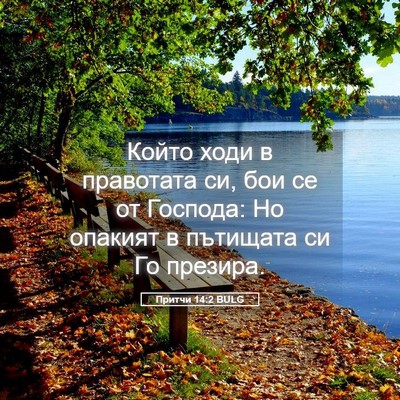 Picture 05 - Притчи 14:2 BULG - Който ходи в правотата си, - Bible Verse Picture
