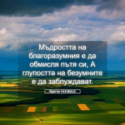 Picture 05 - Притчи 14:8 BULG - Мъдростта на - Bible Verse Picture
