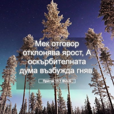 Picture 05 - Притчи 15:1 BULG - Мек отговор отклонява - Bible Verse Picture