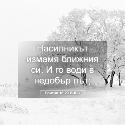Picture 05 - Притчи 16:29 BULG - Насилникът измамя ближния - Bible Verse Picture