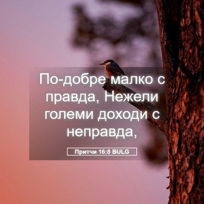 Picture 05 - Притчи 16:8 BULG - По-добре малко с правда, - Bible Verse Picture