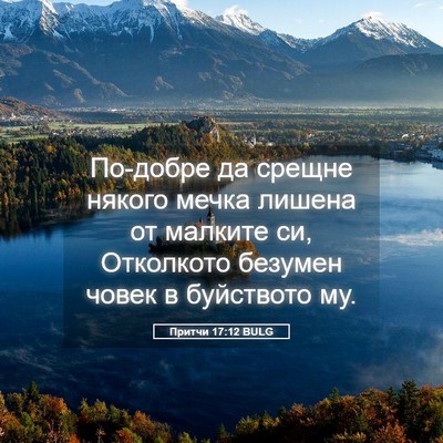 Picture 05 - Притчи 17:12 BULG - По-добре да срещне някого - Bible Verse Picture
