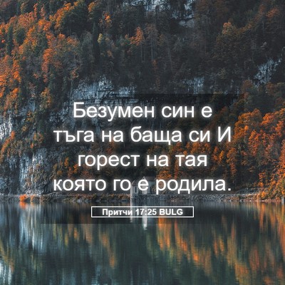 Picture 05 - Притчи 17:25 BULG - Безумен син е тъга на баща - Bible Verse Picture