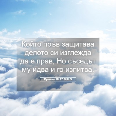 Picture 05 - Притчи 18:17 BULG - Който пръв защитава делото - Bible Verse Picture