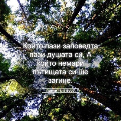 Picture 05 - Притчи 19:16 BULG - Който пази заповедта пази - Bible Verse Picture