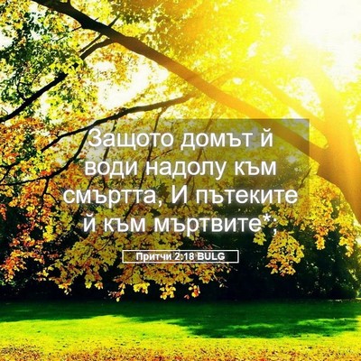 Picture 05 - Притчи 2:18 BULG - Защото домът й води надолу - Bible Verse Picture