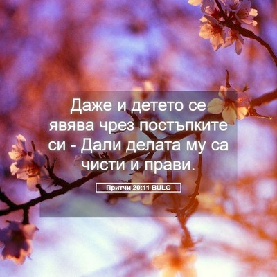 Picture 05 - Притчи 20:11 BULG - Даже и детето се явява чрез - Bible Verse Picture