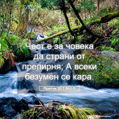 Picture 05 - Притчи 20:3 BULG - Чест е за човека да страни - Bible Verse Picture