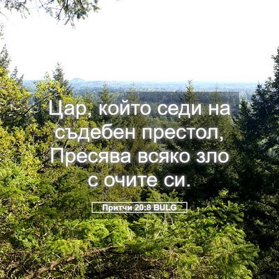 Picture 05 - Притчи 20:8 BULG - Цар, който седи на съдебен - Bible Verse Picture