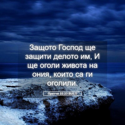 Picture 05 - Притчи 22:23 BULG - Защото Господ ще защити - Bible Verse Picture