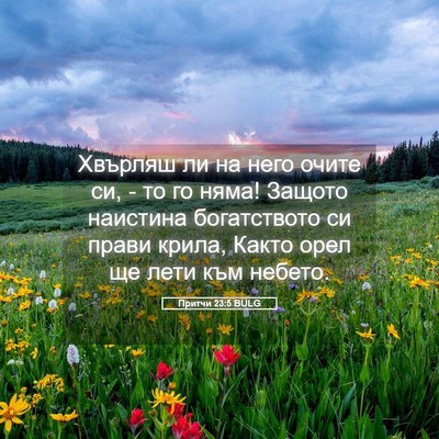 Picture 05 - Притчи 23:5 BULG - Хвърляш ли на него очите - Bible Verse Picture
