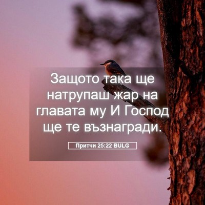 Picture 05 - Притчи 25:22 BULG - Защото така ще натрупаш - Bible Verse Picture
