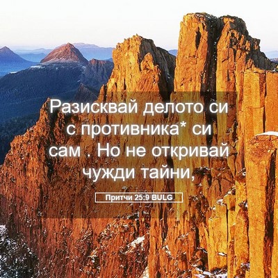 Picture 05 - Притчи 25:9 BULG - Разисквай делото си с - Bible Verse Picture