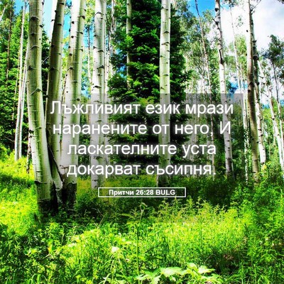 Picture 05 - Притчи 26:28 BULG - Лъжливият език мрази - Bible Verse Picture