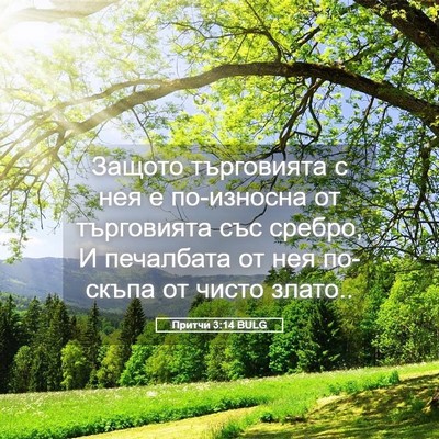 Picture 05 - Притчи 3:14 BULG - Защото търговията с нея е - Bible Verse Picture