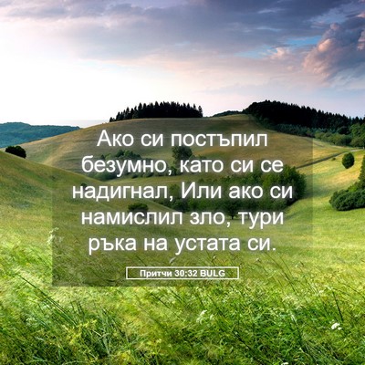 Picture 05 - Притчи 30:32 BULG - Ако си постъпил безумно, - Bible Verse Picture