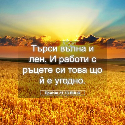 Picture 05 - Притчи 31:13 BULG - Търси вълна и лен, И работи - Bible Verse Picture