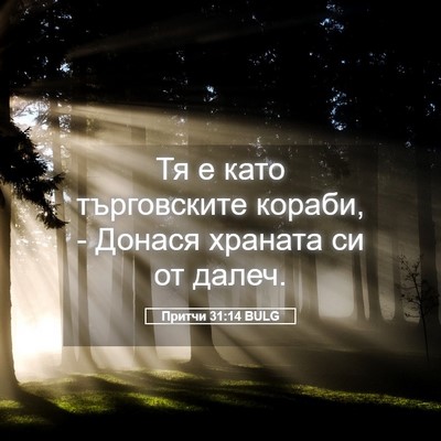 Picture 05 - Притчи 31:14 BULG - Тя е като търговските - Bible Verse Picture