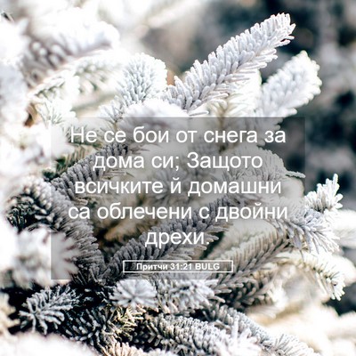 Picture 05 - Притчи 31:21 BULG - Не се бои от снега за дома - Bible Verse Picture