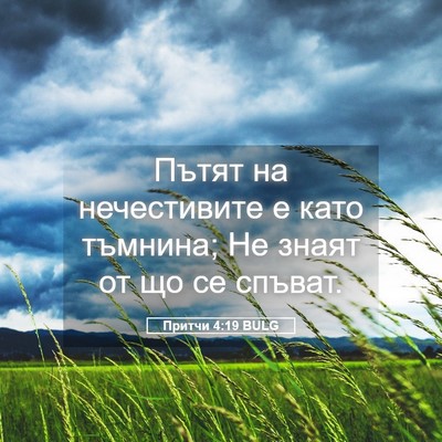 Picture 05 - Притчи 4:19 BULG - Пътят на нечестивите е - Bible Verse Picture