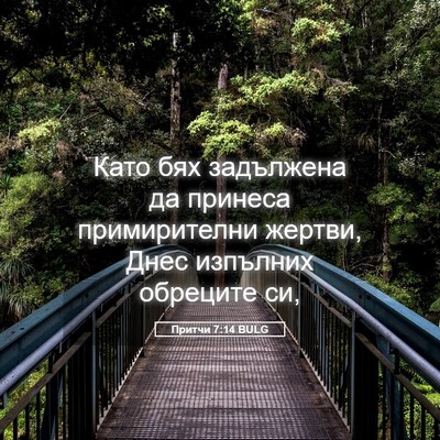 Picture 05 - Притчи 7:14 BULG - Като бях задължена да - Bible Verse Picture