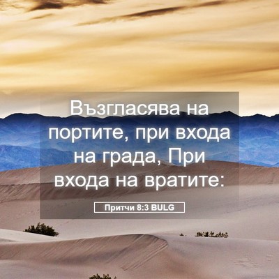 Picture 05 - Притчи 8:3 BULG - Възгласява на портите, при - Bible Verse Picture