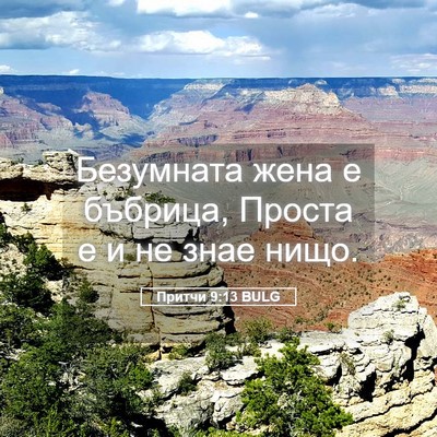 Picture 05 - Притчи 9:13 BULG - Безумната жена е бъбрица, - Bible Verse Picture