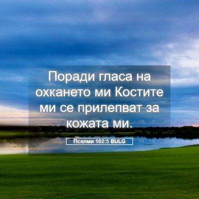 Picture 05 - Псалми 102:5 BULG - Поради гласа на охкането - Bible Verse Picture